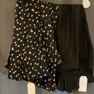 Black and Polka Dot Pleated Skirts